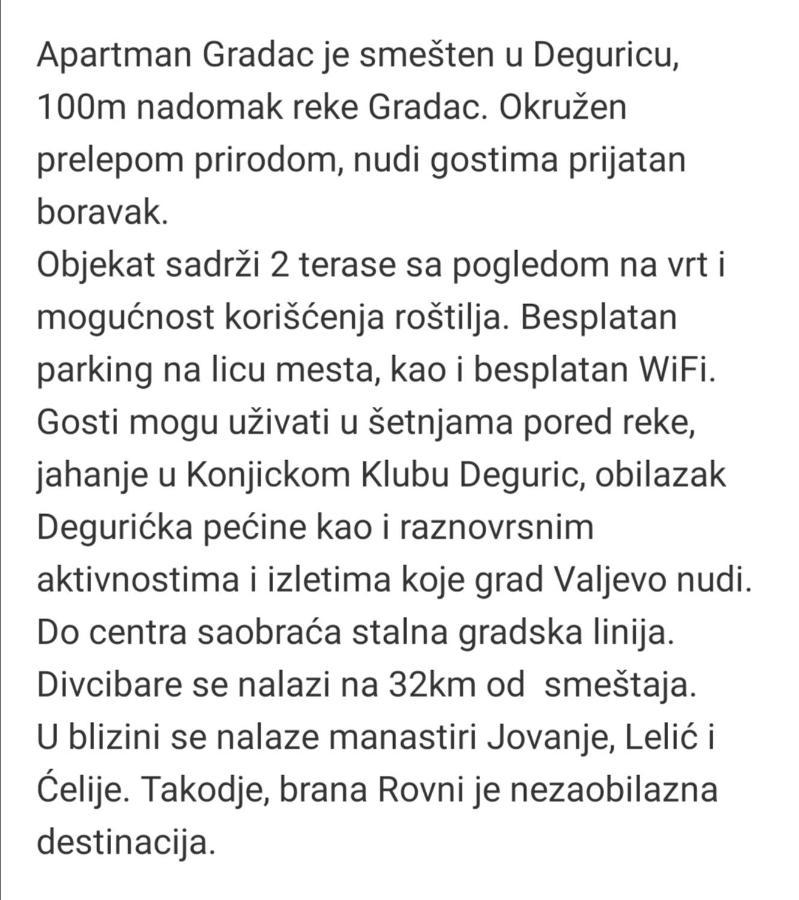 Apartman Gradac Deguric Valjevo Ngoại thất bức ảnh